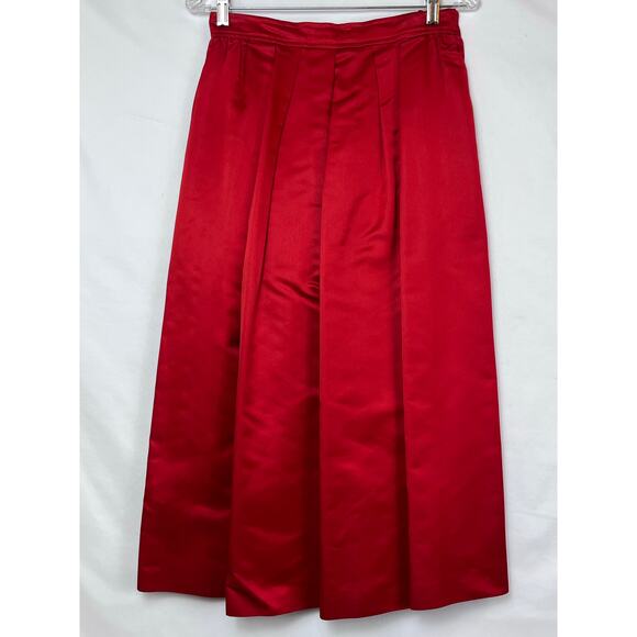 Blassport Women's Size 10 Red Satin Inspired Mid-Calf Skirt - Picture 1 of 6